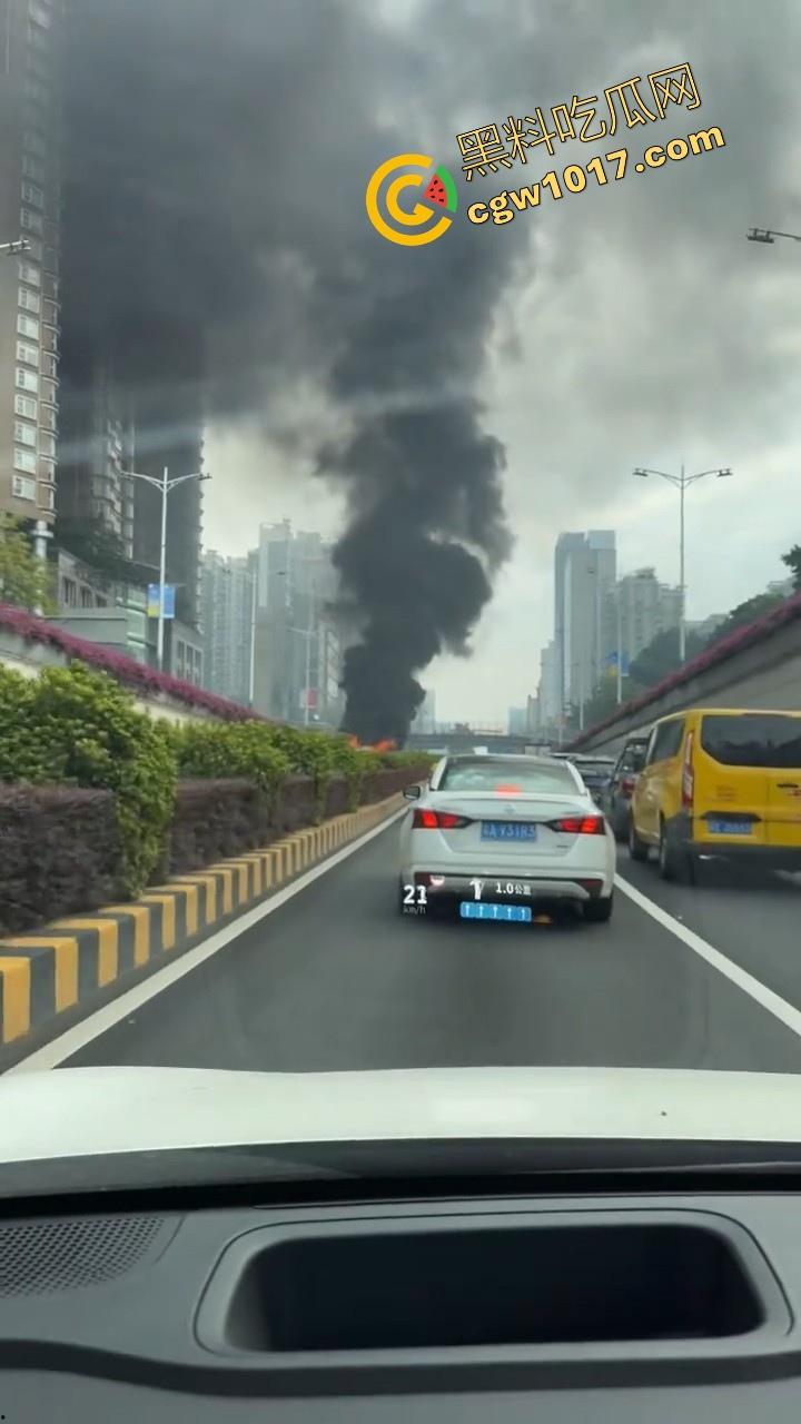 广东佛山季华园隧道口公交车发生自燃，现场浓烟滚滚，火势极其的大，具体自燃原因还待查明！