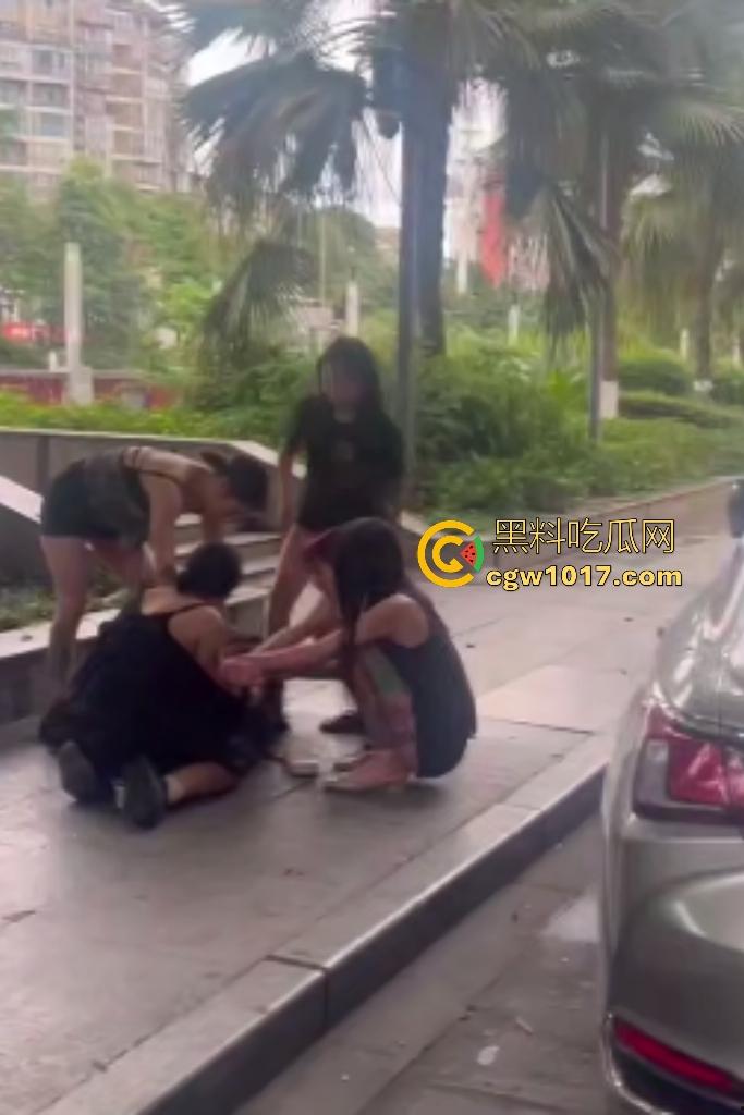 成都白天精神小妹集美们6打3!高跟踹头脱鞋底砸脑门太狠,三人牛逼抗打多人围殴,最后还得是男人来拉架!