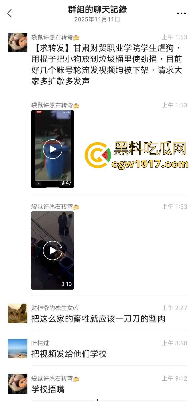 甘肃财贸职业学院学生虐狗事件曝光！把流浪小狗放到垃圾桶李用棍子猛捅，学生抖音扩散，多个账号被封禁！