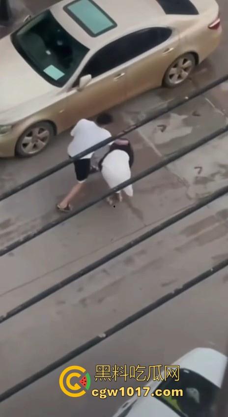街头白衣猛男当街暴打短裙少妇，猛扯白裙少妇，直接一个过肩摔，把人摔得狗吃屎一样，手中钱散落街头！